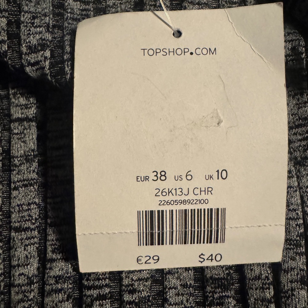 NWT Top shop Petite Ribbed Knit Midi Skirt Charcoal Grey Side Slit US 6 - Picture 5 of 7